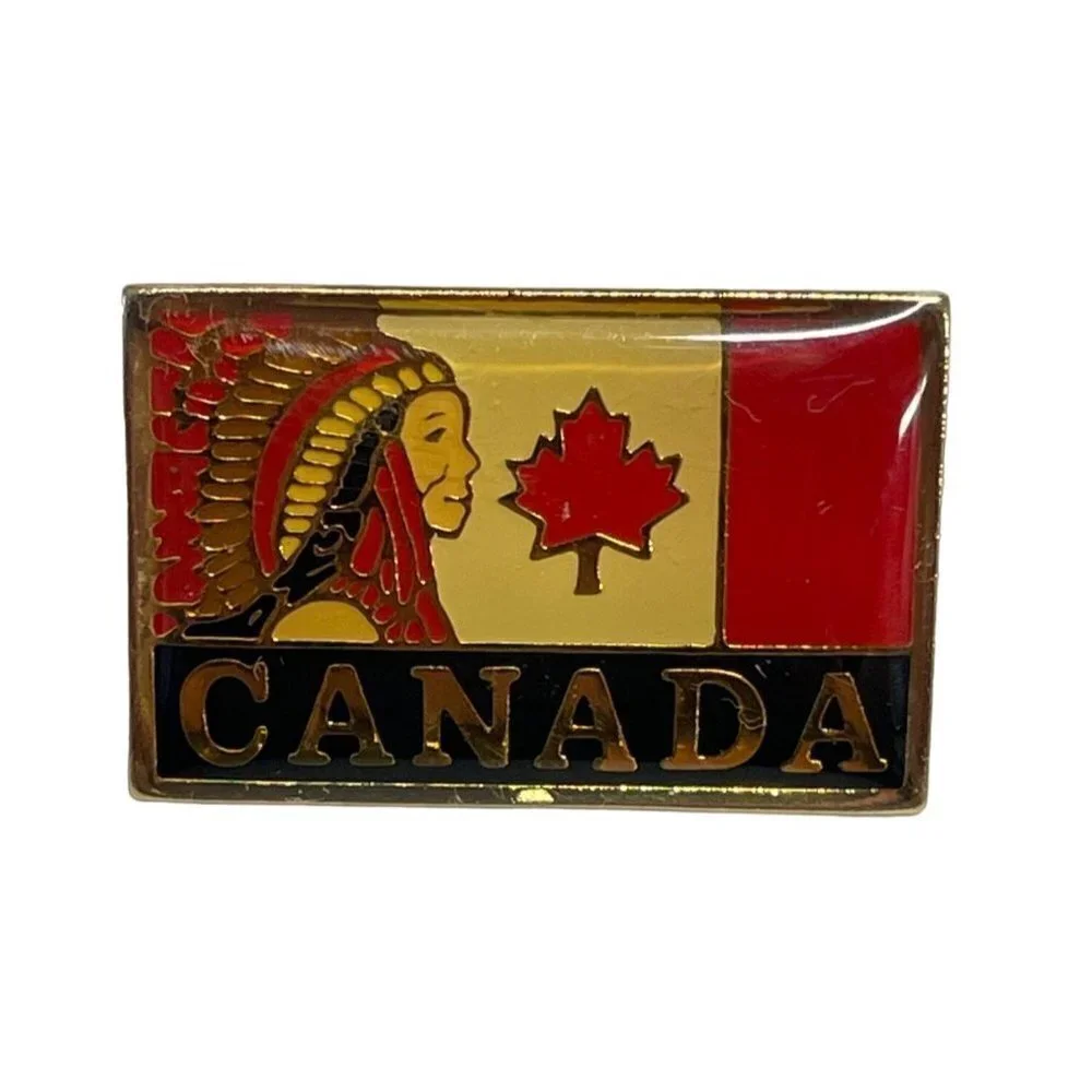 Native Indian Feathered Headdress Canada Canadian Flag‎ Lapel Pin